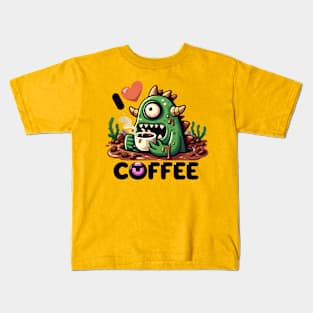 Swamp monster coffee lover Kids T-Shirt